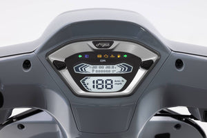 SYM Fugue 125 retro detalle dashboard lcd, concesionario oficial en Tarragona y Reus